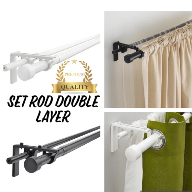 IKEA SET LENGKAP RACKA HUGAD/ BEKRAFTA Double Rod Langsir Sliding Door