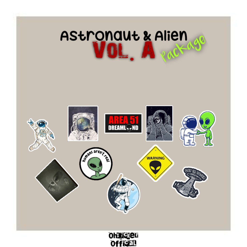 Astronaut & ALIEN STICKER VOL. 1 PACKAGE OF TUMBLR STICKER CASE ...