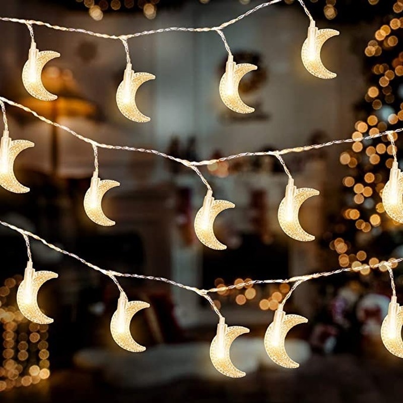 Ramadan Mubarak LED Moon String Lights / Eid Mubarak Garland Battery ...