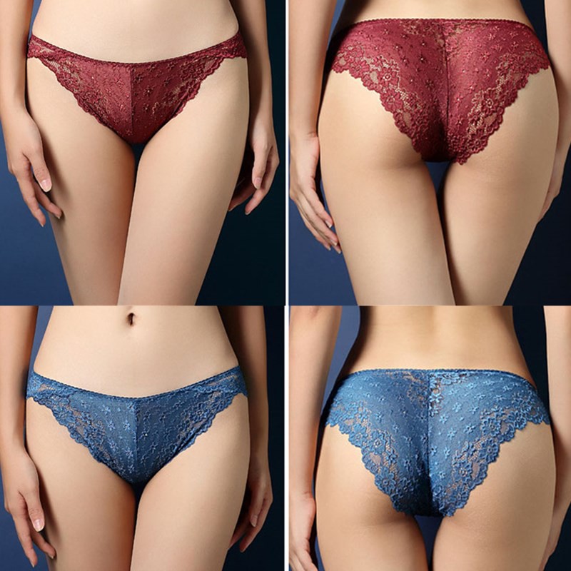 3pcs Lot Sexy Lace Panties Womens Hollow Low Waist Seamless Seamless