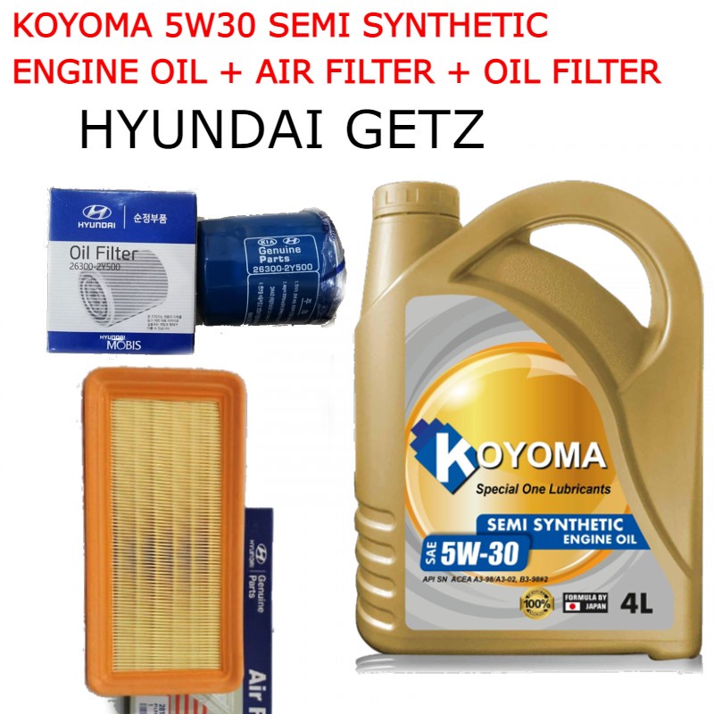 HYUNDAI GETZ AIR FILTER + OIL FILTER + KOYOMA 5W30 SEMI SYNTHETIC