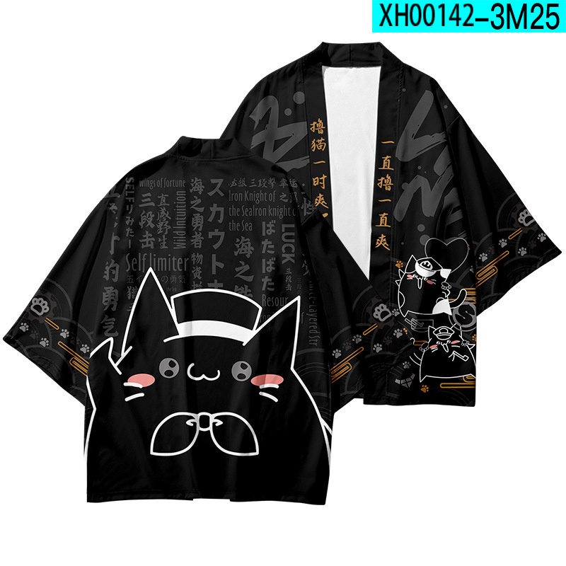 Summer Loose Japanese Fashion Cartoon Kawaii Kimono Streetwear Cardigan ...