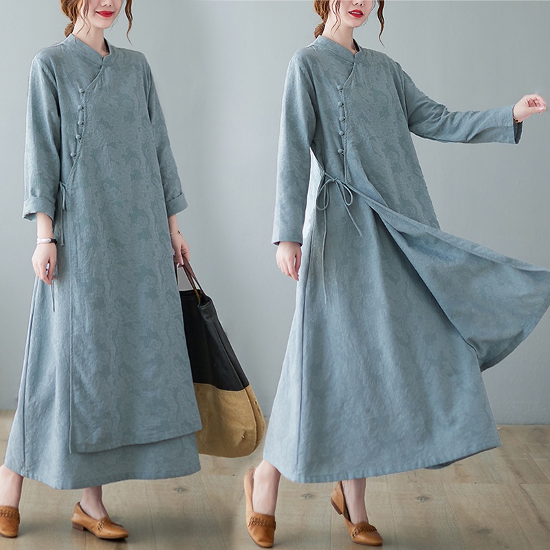 L O T U S ☻ Plus Size Long Dress Women Cheongsam Vintage Style CAL1685 ...