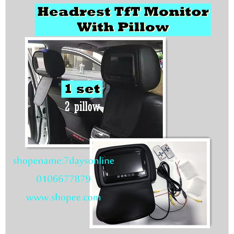 7" HEADREST TFT MONITOR WITH PILLOW(ZIP) Shopee Malaysia