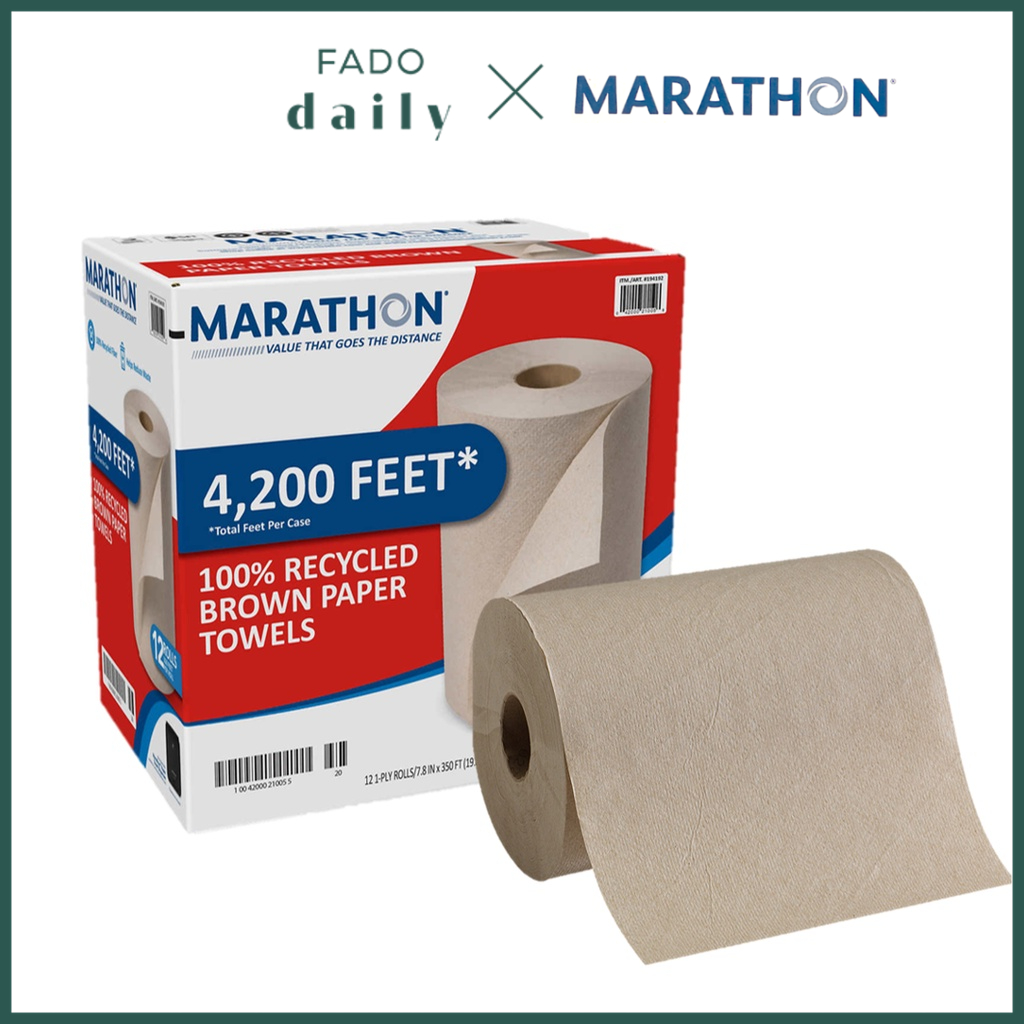 [Us Goods] Marathon Brown Paper Towel Roll 350 Sheets (Brown) Shopee