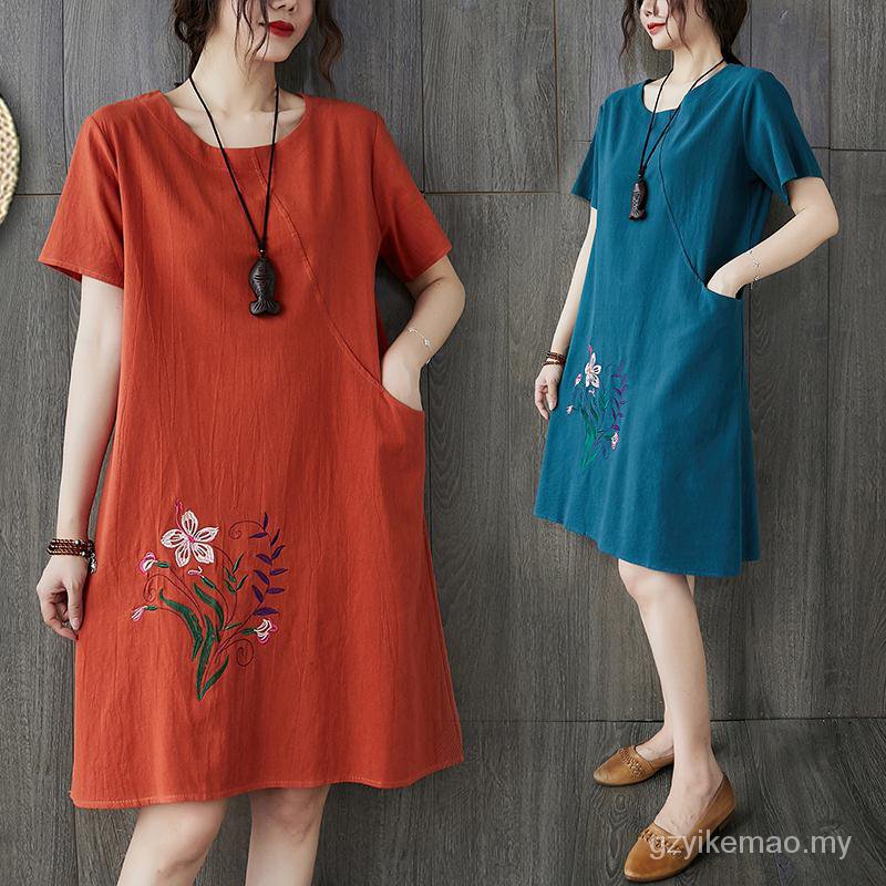 New year Women dress Plus size Cotton and Linen Dress high quality ...