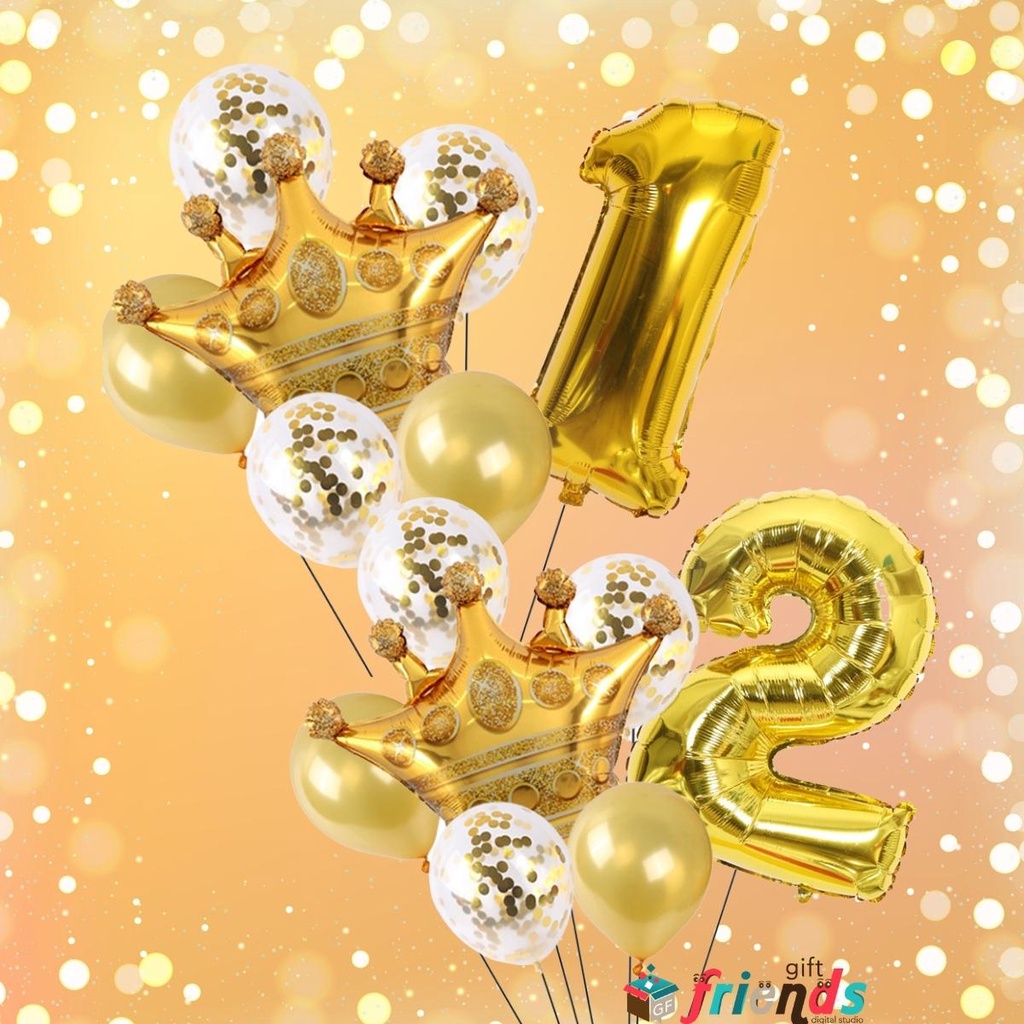 Baby One 1st Two 2nd Birthday Party Balloon Set Boy Girl Golden Color ...