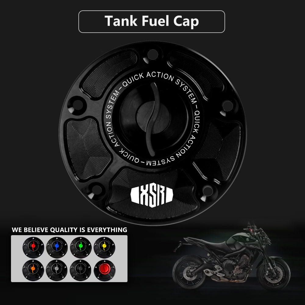 CNC Keyless Gas Fuel Tank Cap Cover For Yamaha YZF R6 R1 R25 MT07 09 YZF750R FZ1 – Black Aluminum – S Twist