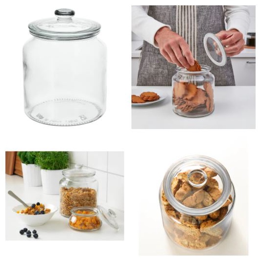 Food Storage Jar with lid , 1.9 L , clear glass Jar / Balang Kuih Raya / Balang Serbuk Sabun / Transparent Glass
