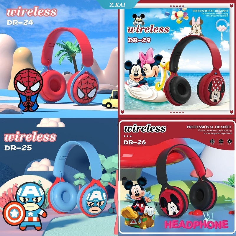 Disney Marvel Wireless Bluetooth Kids Headsets Spiderman Captain ...