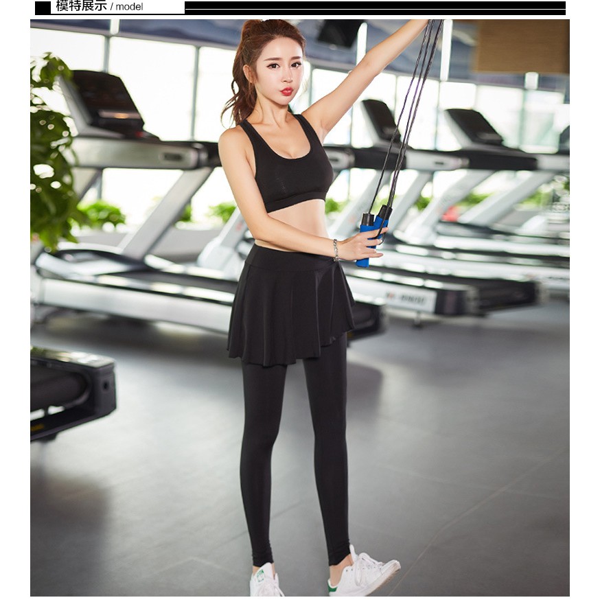 Women Sports Skirted Leggings Yoga Skirts Spandex Gym Running Skirt Wanita  Sukan