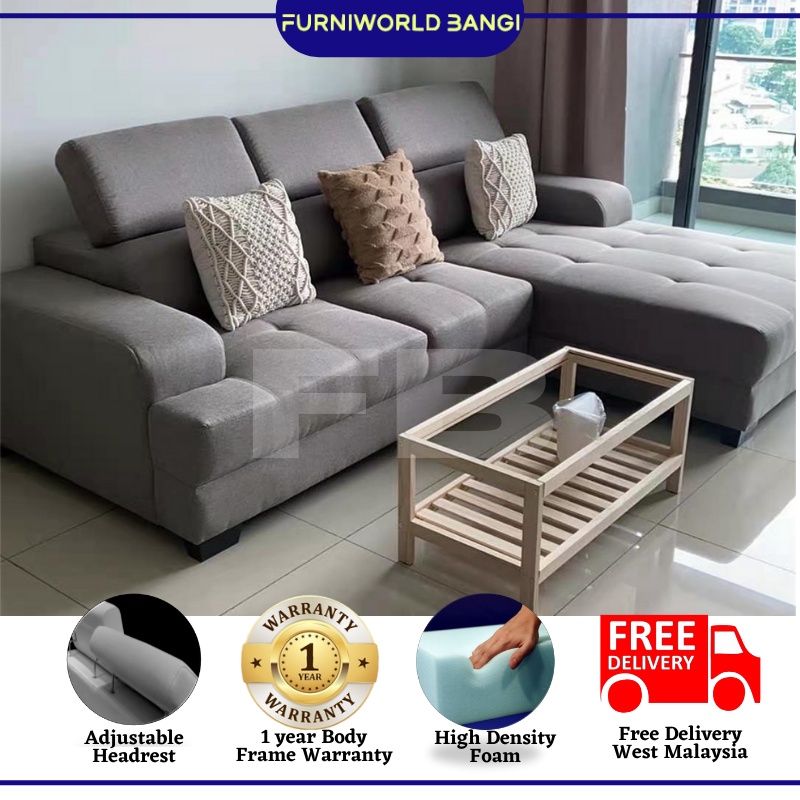 L shape sofa store with adjustable headrest