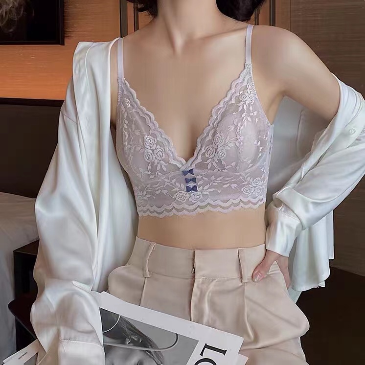 Summer lingerie female ultra-thin bra 32-38BC large breasts show small  collection side breast anti-sagging lace rabbit ear cup bra without steel  ring