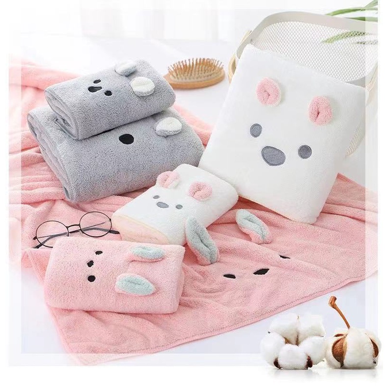 Microfiber Rabbit bear Bath Towel coral face towel hand towel animal