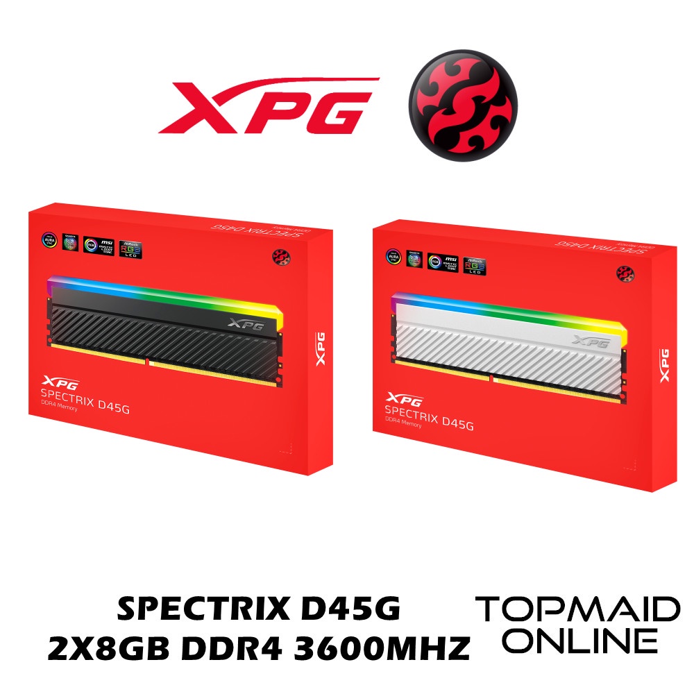 ADATA XPG SPECTRIX D45G RGB 16GB KIT ( 2 X 8GB ) 3600MHZ DDR4 GAMING ...