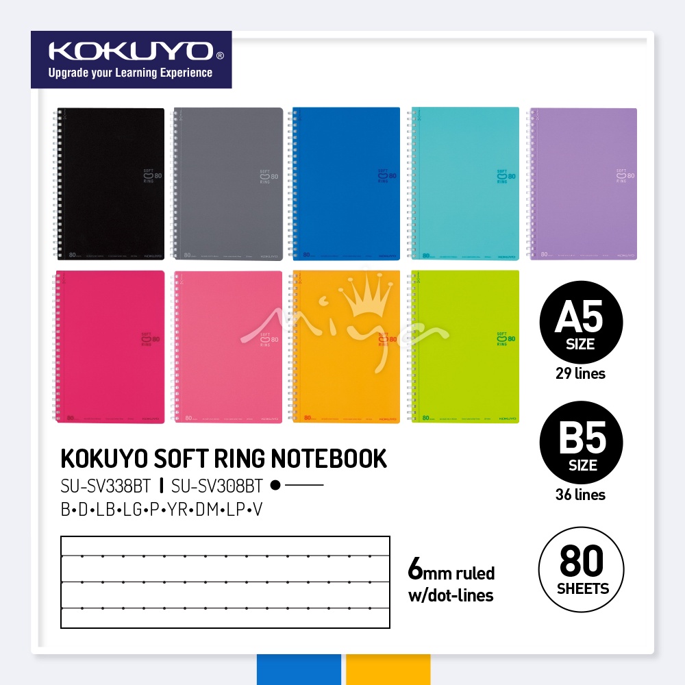 [new Color] Kokuyo Soft Ring Notebook A5 B5 80 Sheets 6mm Ruled