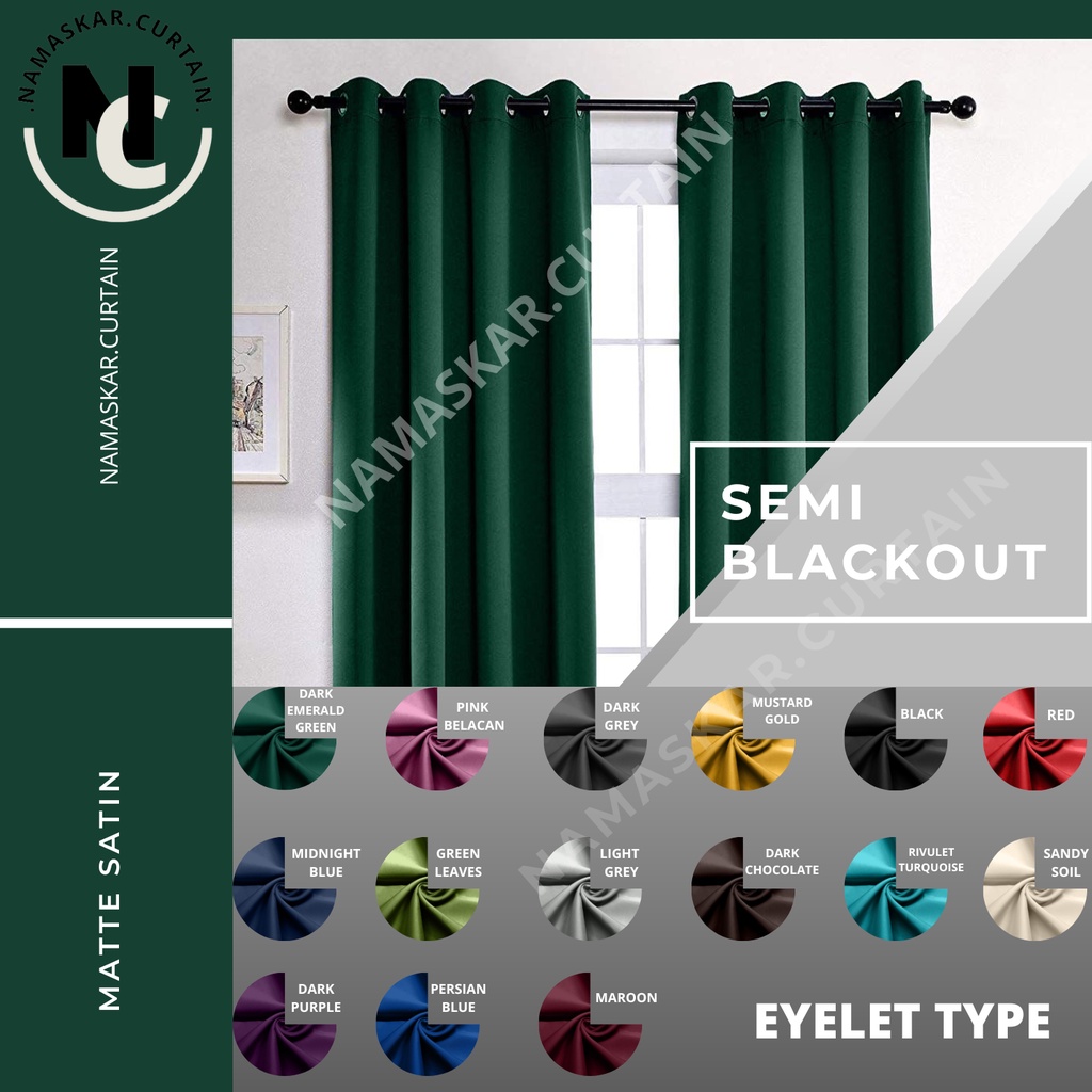 Matte satin Langsir SemiBlackout For Windows, Room and Sliding Door