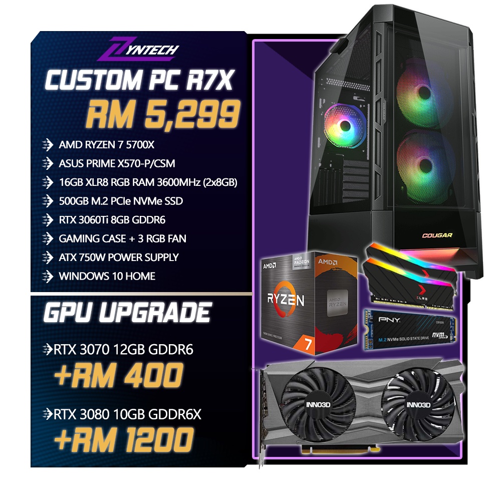 Custom Build Gaming PC AMD Ryzen 7 5700X RTX 3060Ti / RTX 3070 / RTX ...