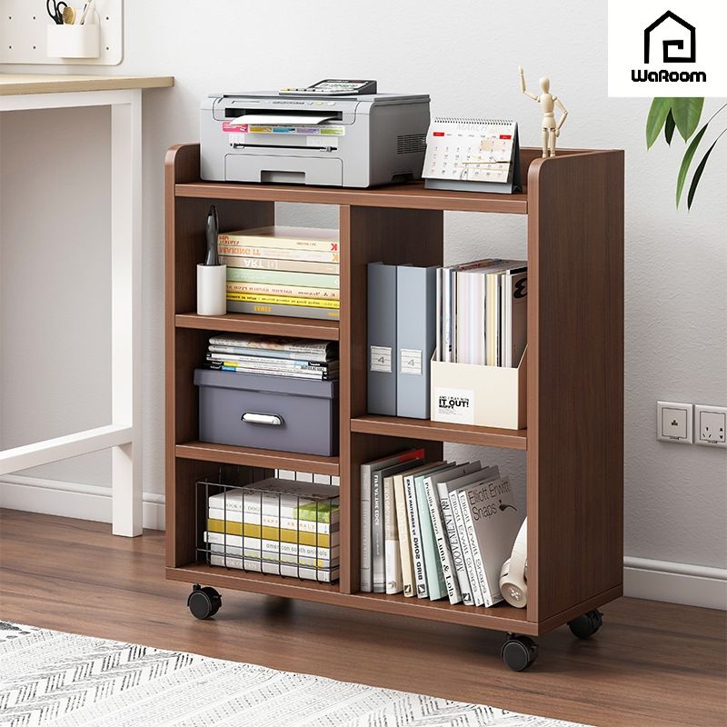 Movable File Storage Bookshelf Multi-functional Bookcase Cabinet with ...