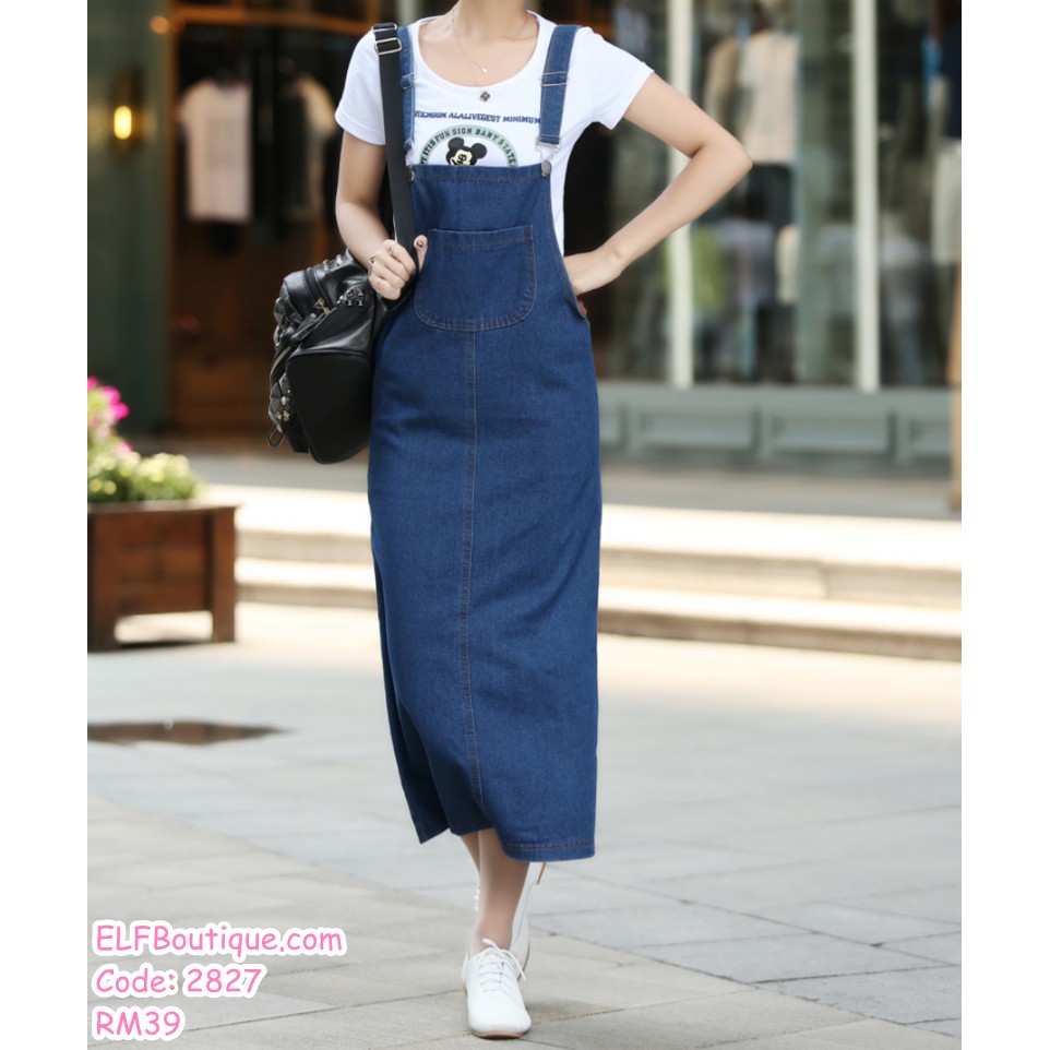 READY STOCK Denim Jeans Jumper Skirt Jumpsuit 2827 Shopee Malaysia