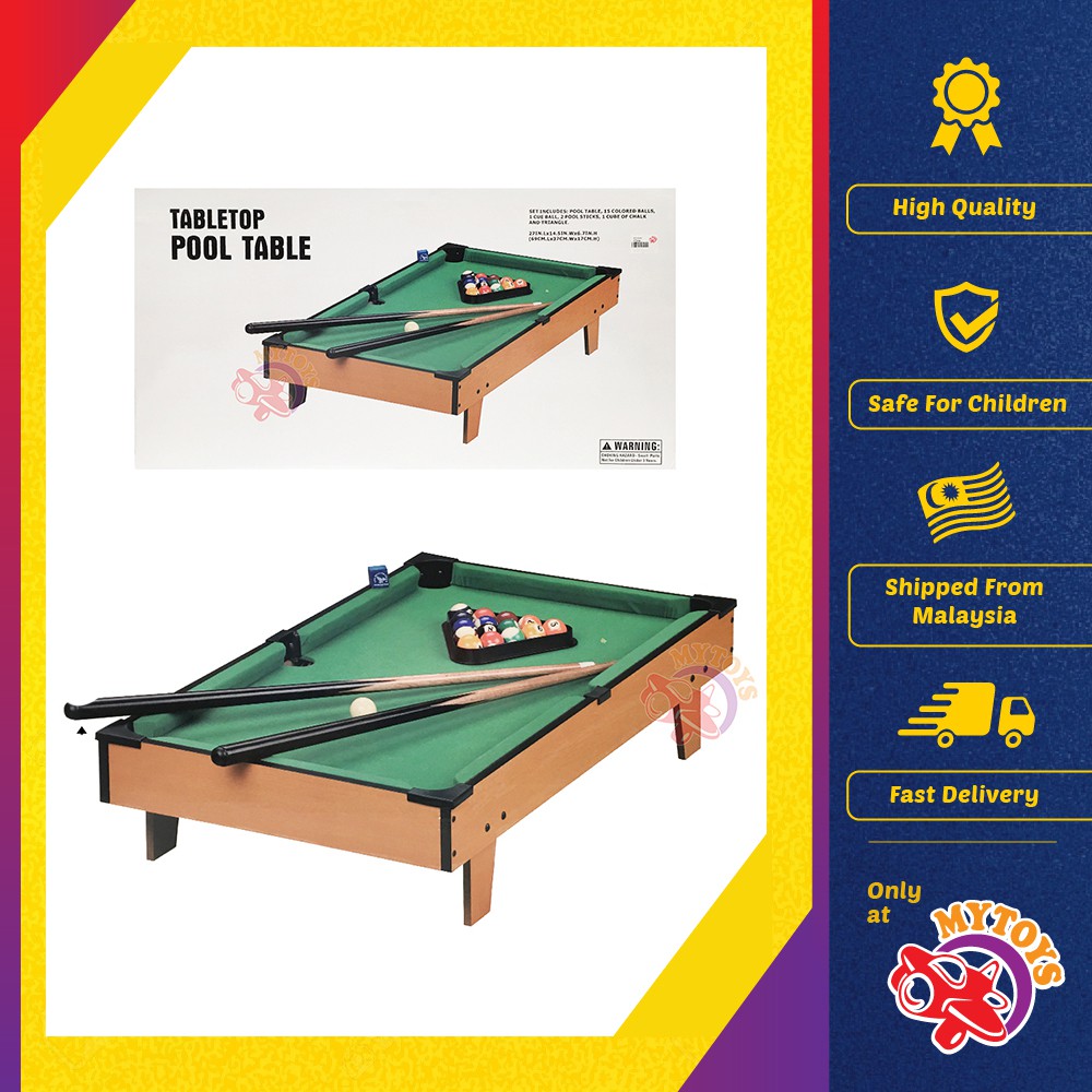 Portable Mini Wooden Pool Table Top Stick Cue Ball Game Set Indoor ...