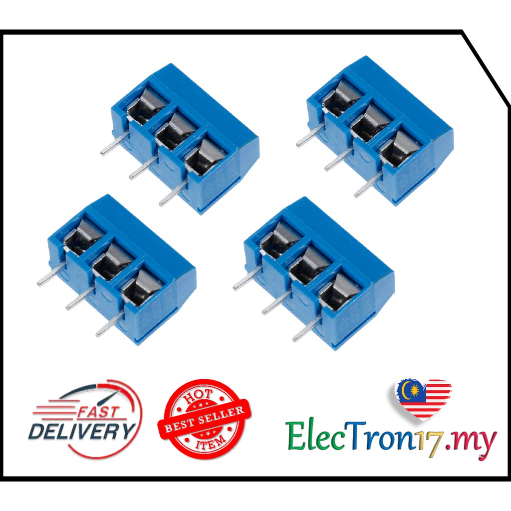 Blue 5mm Pitch 3 pin 3 way Straight Pin PCB Screw Terminal Block