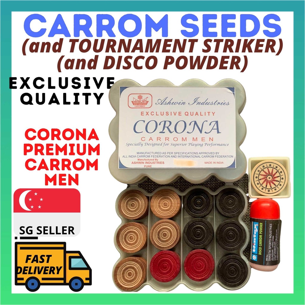 [CORONA CARROM MEN] COINS SEEDS SET TOURNAMENT STRIKER POWDER 20g ...