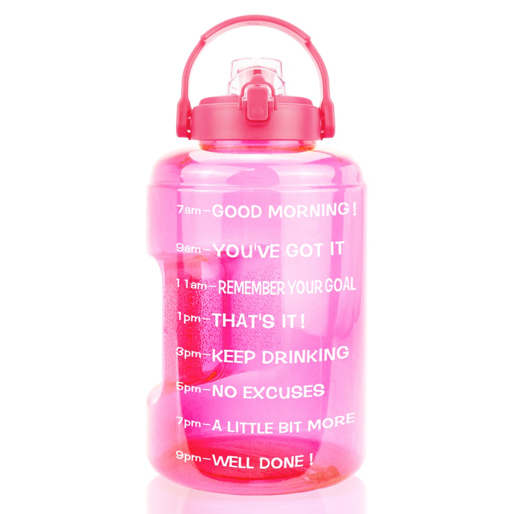 QuiFit Wide Mouth Water Bottle With Filp Lid No Straw Motivational Time Marker BPAFree Reusable