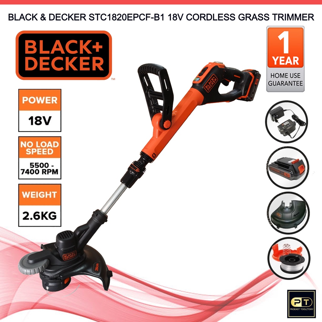 Black And Decker Stc1820epcf B1 18v 28cm Cordless Grass Trimmer Stc1820epcf Stc1820 Shopee