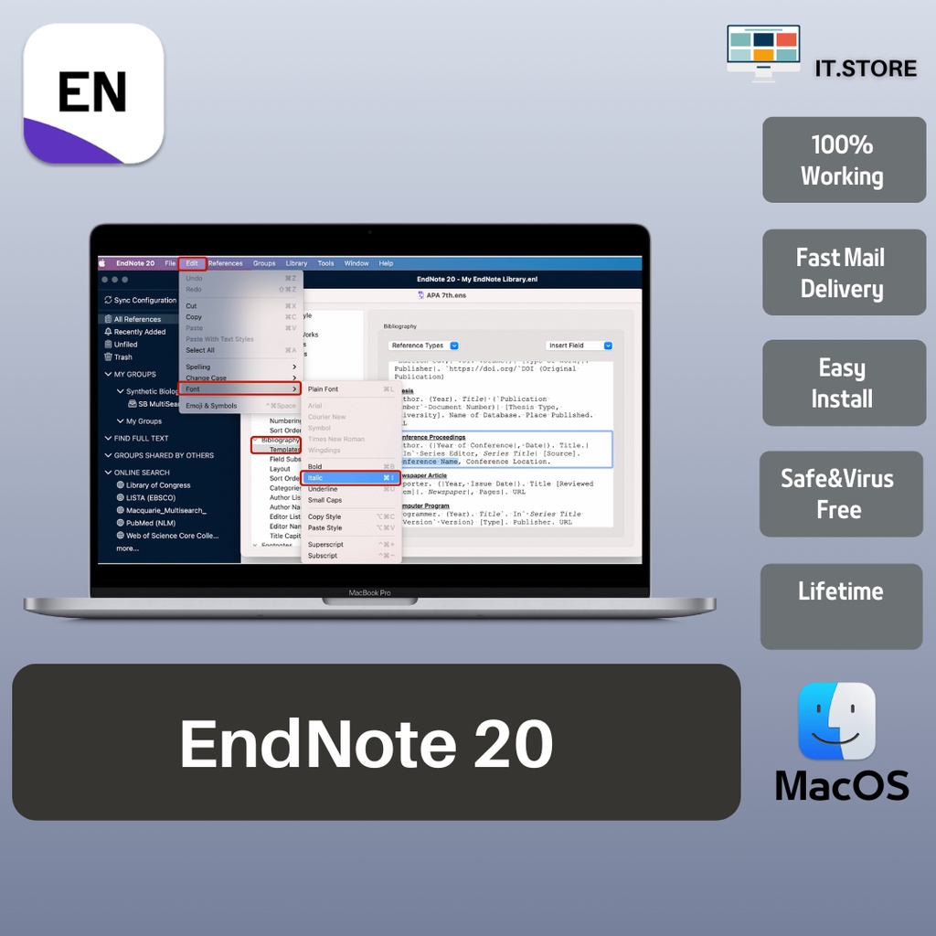 EndNote 20 Lifetime for Intel and M1 Chip Apple Silicone MacOs/Macbook