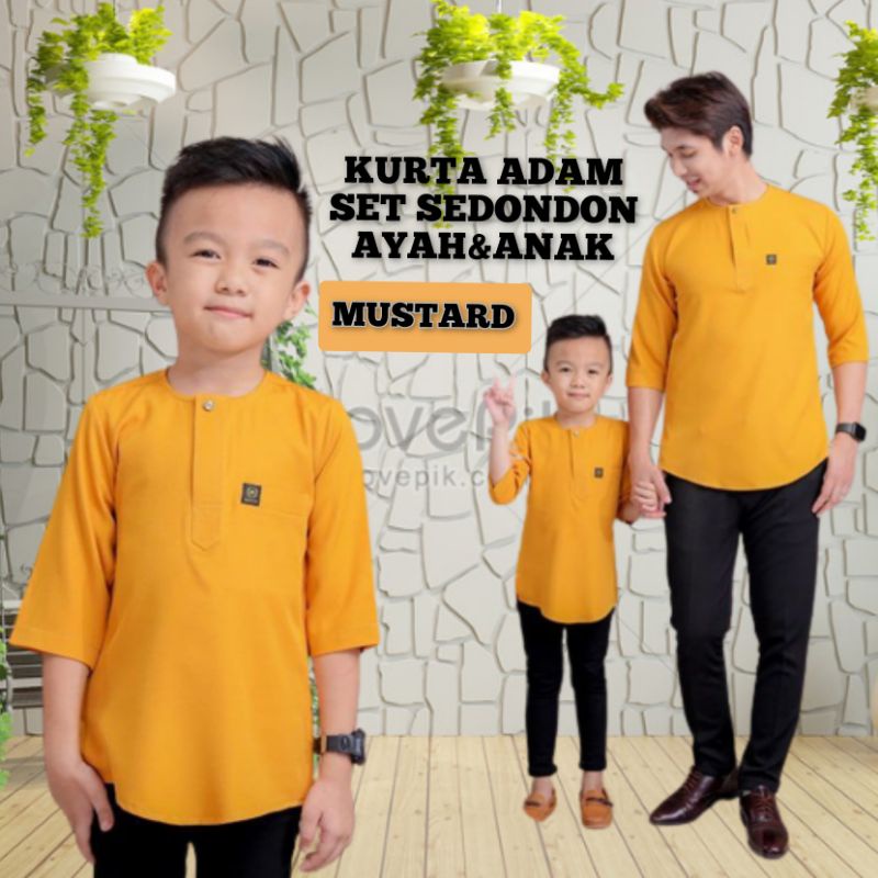 KURTA MUSTARD SET AYAH DAN ANAK TELUK BELANGA LENGAN TIGA SUKU READY ...