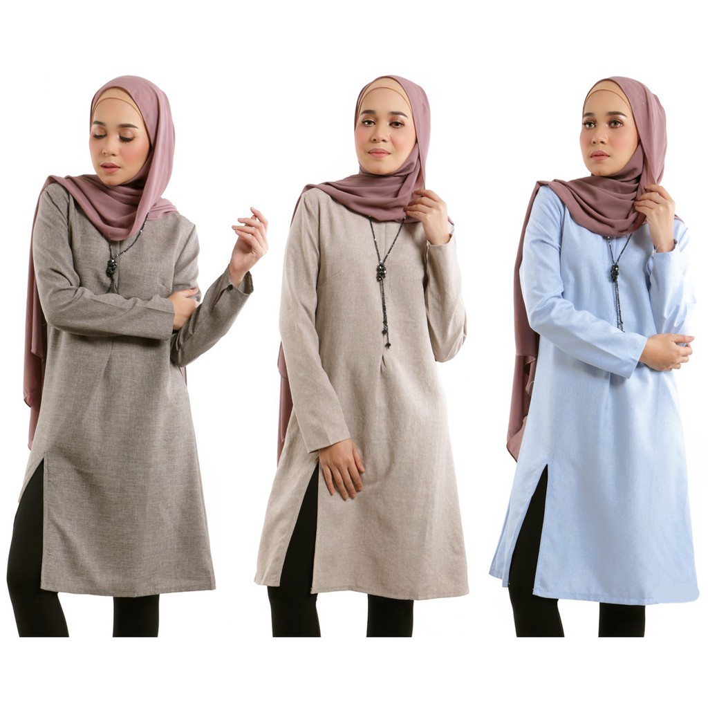 JF Fashion Women Abelie Front Slit Long Tunic F390 Shopee Malaysia