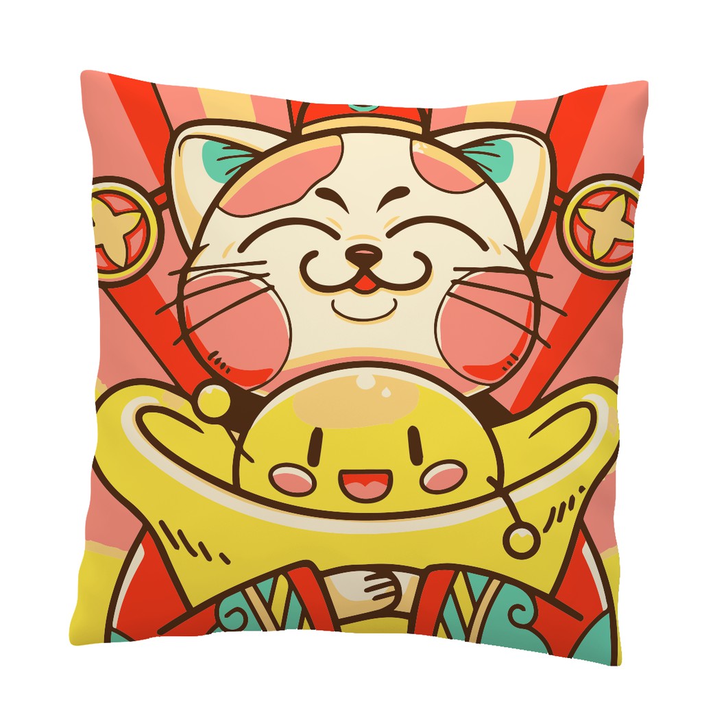 CNY 2024 Festive Pattern Cushion Cover Polyester Fiber Pillowcase   A636ddad00f1261a5a2649745437a0e1