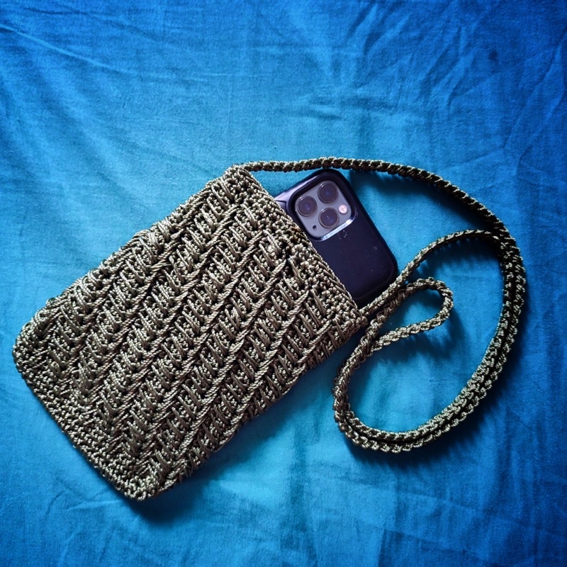 Phone Sling Bag | Crochet Mobile Pouch | Kraftangan | Beg Kait | Shopee ...