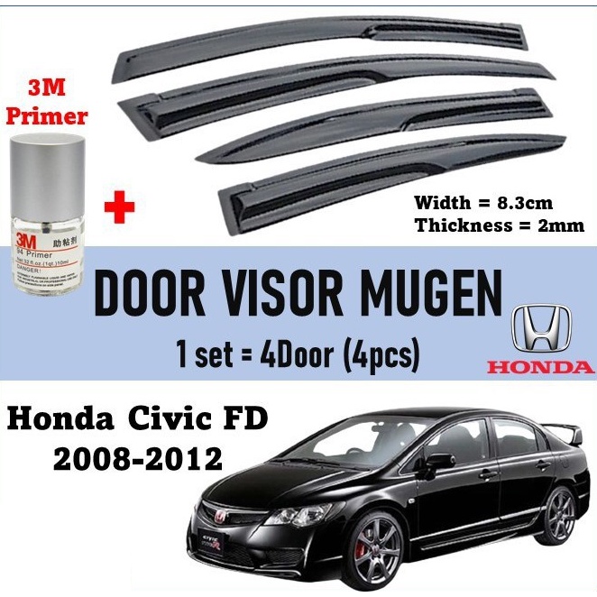 Honda Civic 2008-2012 FD Door Visor Mugen Style Acrylic Wind Deflector ...