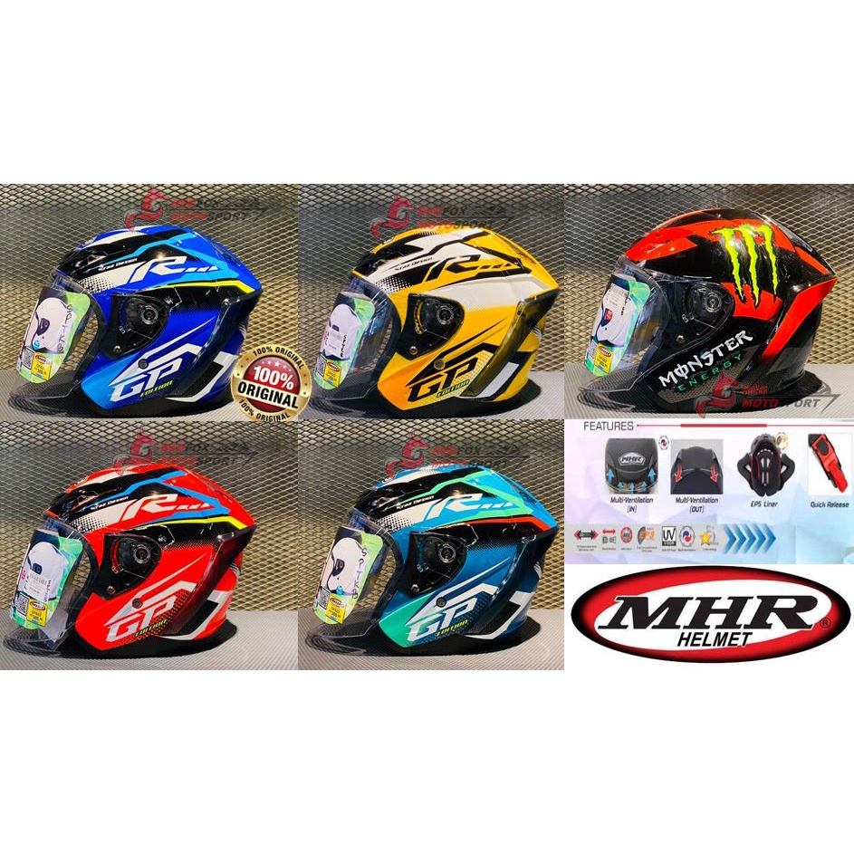 READY STOCK HELMET MHR OF622 12FG BEATZ OPEN FACE MODEL GP R1
