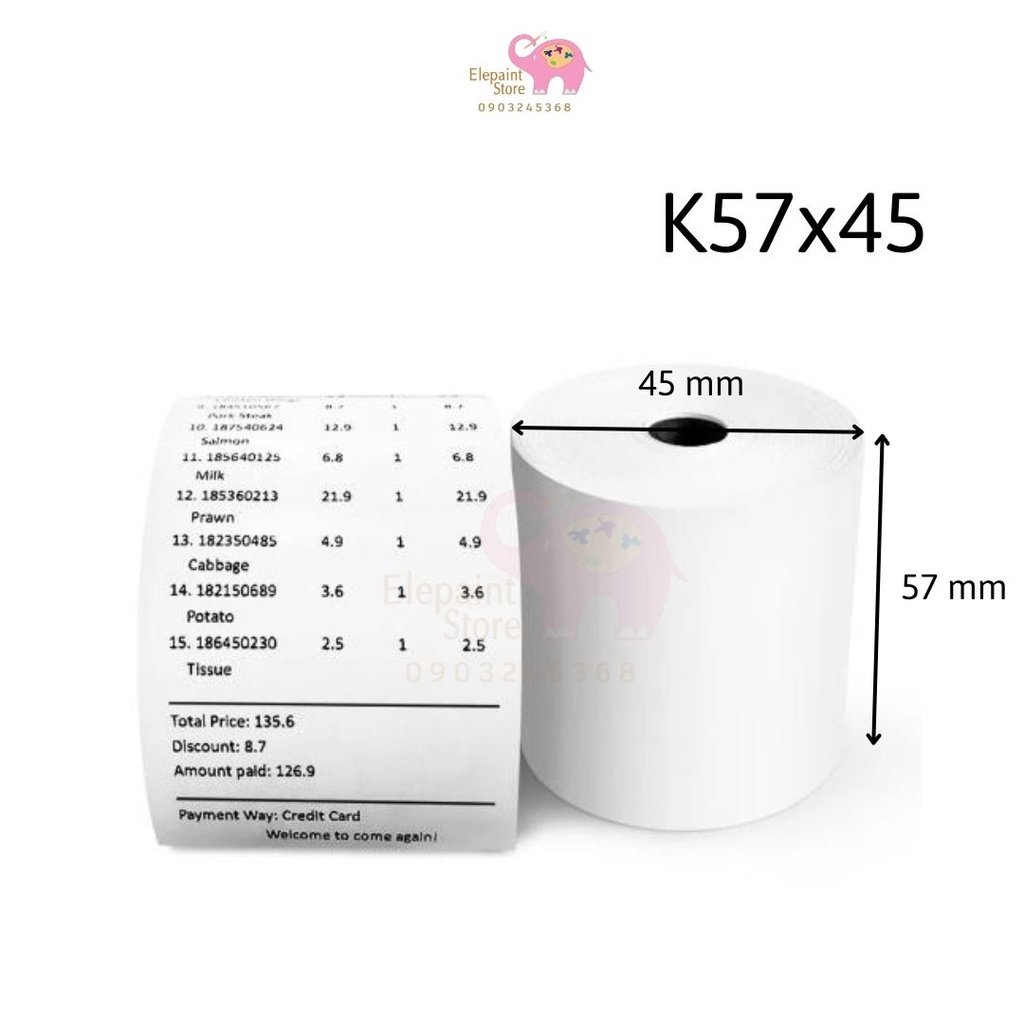 Set Of 10 Rolls Of bill Printing Paper, K57x45 Invoice Printing Paper ...