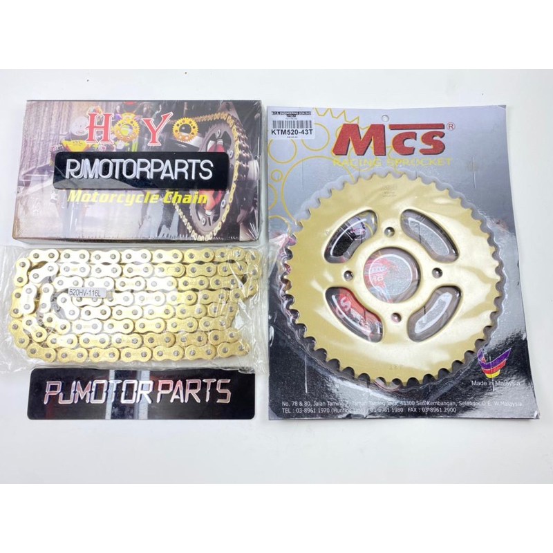 KTM DUKE 200 Sprocket Spoket 520 Gold & Chain 520 Gold Shopee Malaysia