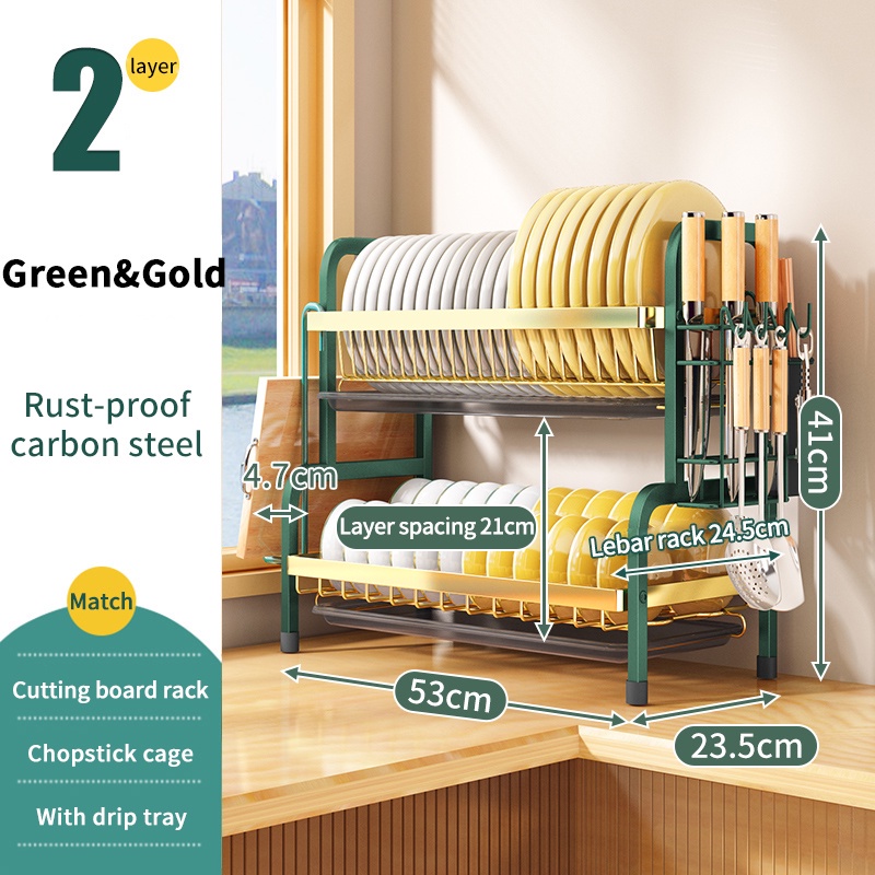 Rak Pinggan Stainless Steel Dish Drainer Racks Plate Rack Storage ...