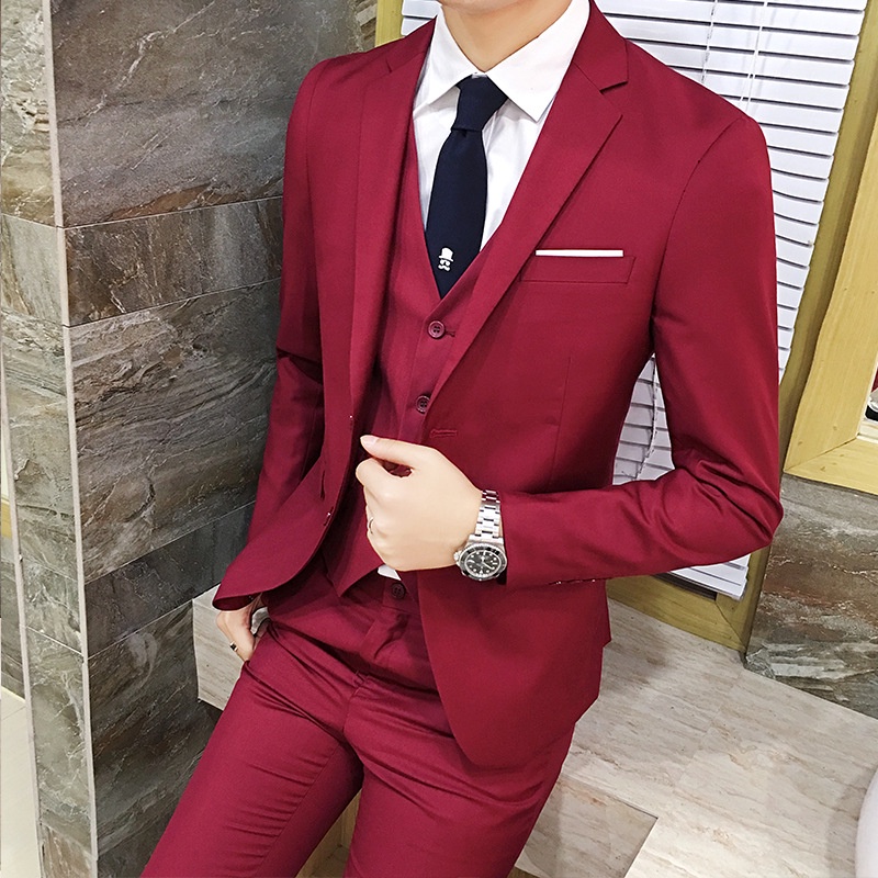 🔥Local Stock😎 3 Piece Suit Men Blazer Lelaki Set Baju Tuxedo Slim Fit ...