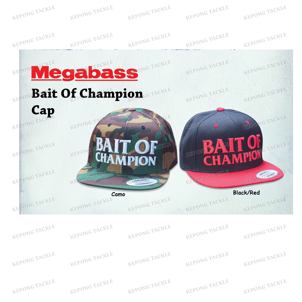 NEW MEGABASS BAIT OF CHAMPION CAP SNAPBACK CAP CAMO, BLACK/ RED Original  MEGABASS SNAPBACK CAP