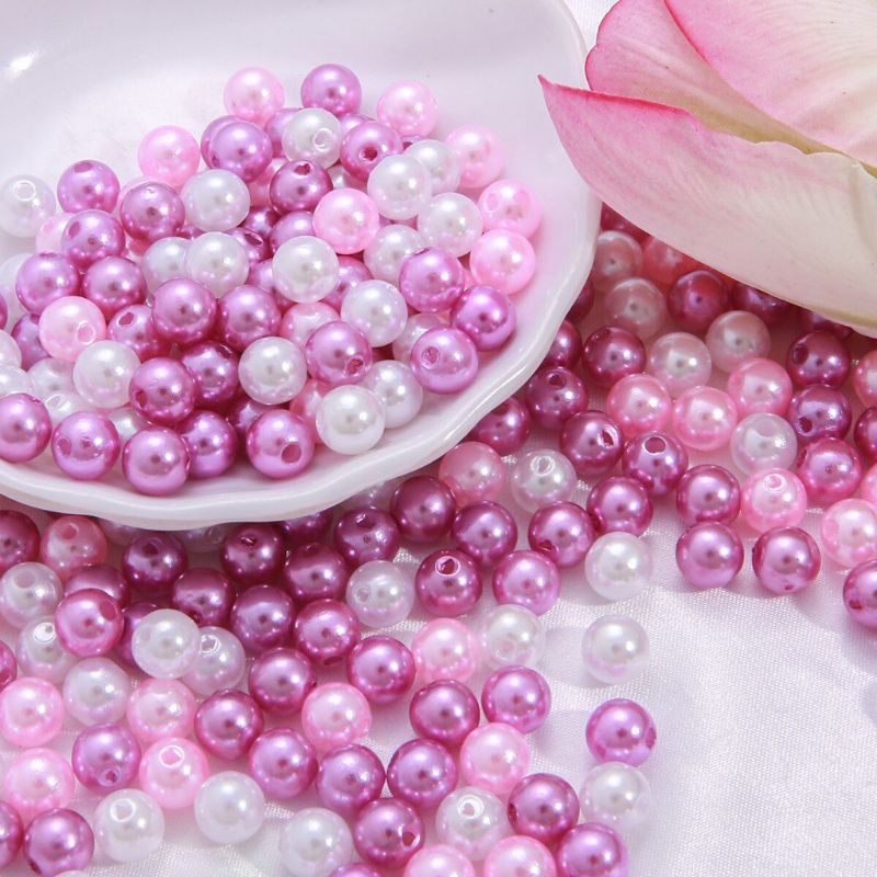 Mulutoo 400-Pack 8mm Gradient Imitation Pearl Beads – Acrylic Rainbow Beads For DIY Jewelry Making