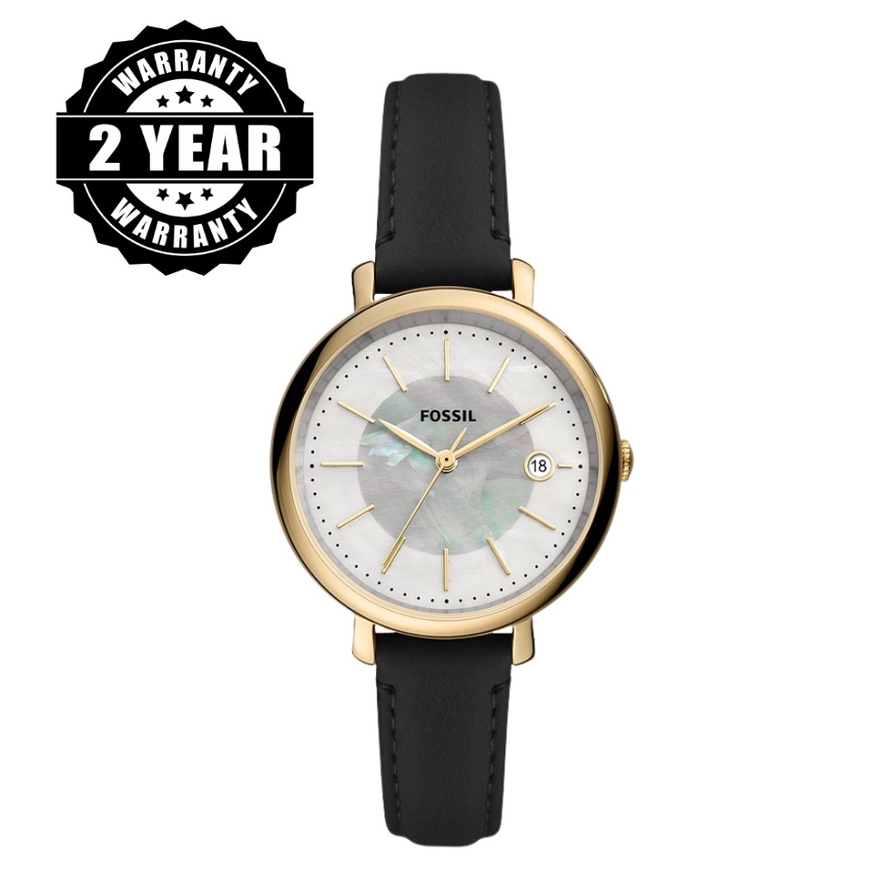 Fossil Jacqueline SolarPowered Black Leather Watch ES5093 Shopee