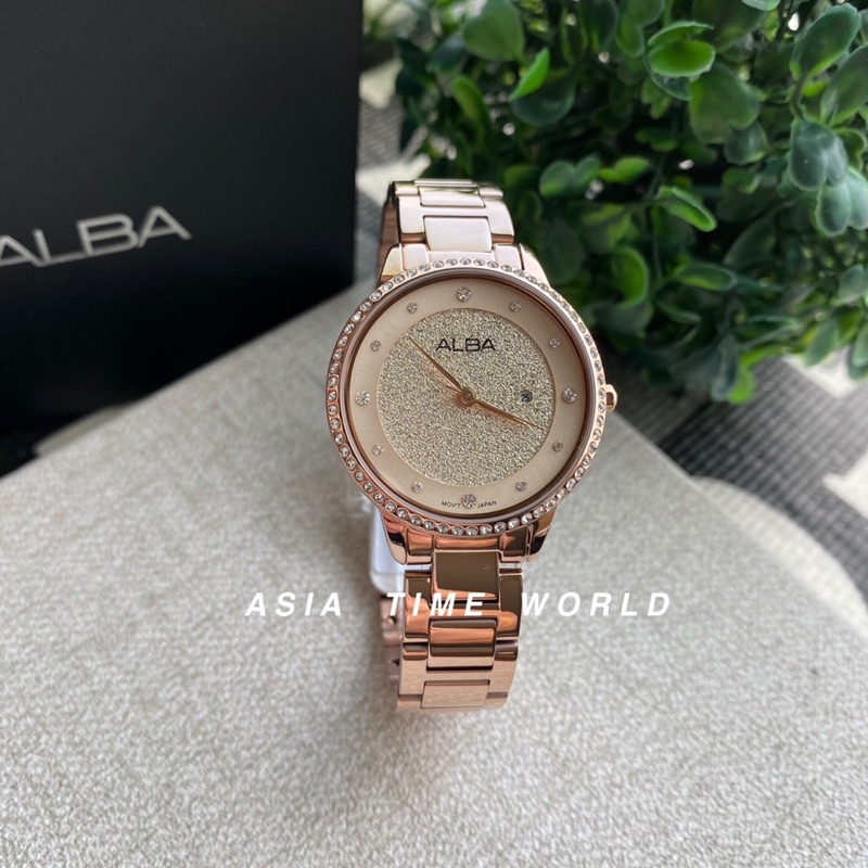 Ready Stock ORIGINAL Alba AH7W20X Swarovski Crystal Rose Gold Tone Dial Stainless Steel Water Resistant Ladies Watch Shopee Malaysia