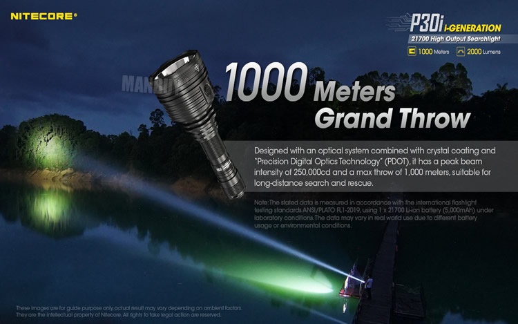 Nitecore P30i 2000 Rechargeable 1000m Throw Searchlight Outdoor ...