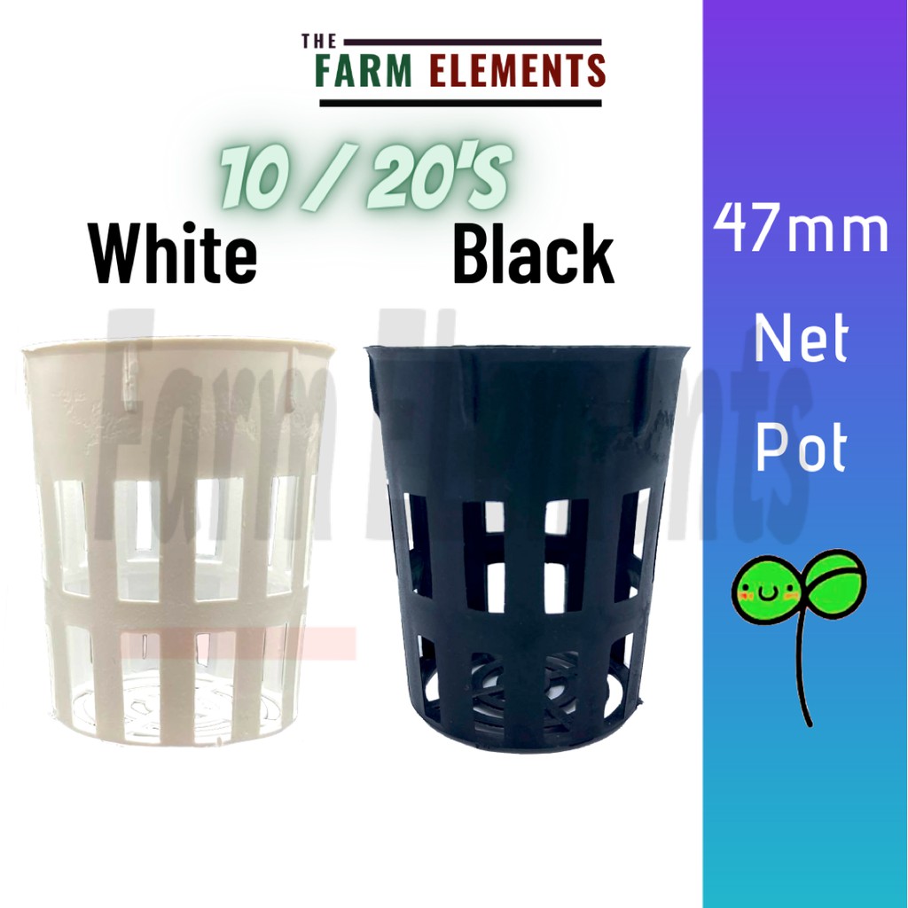 (Ready Stock) 47mm NetPot (10/20's) Black/ White [Aquaponic/Hydroponic ...