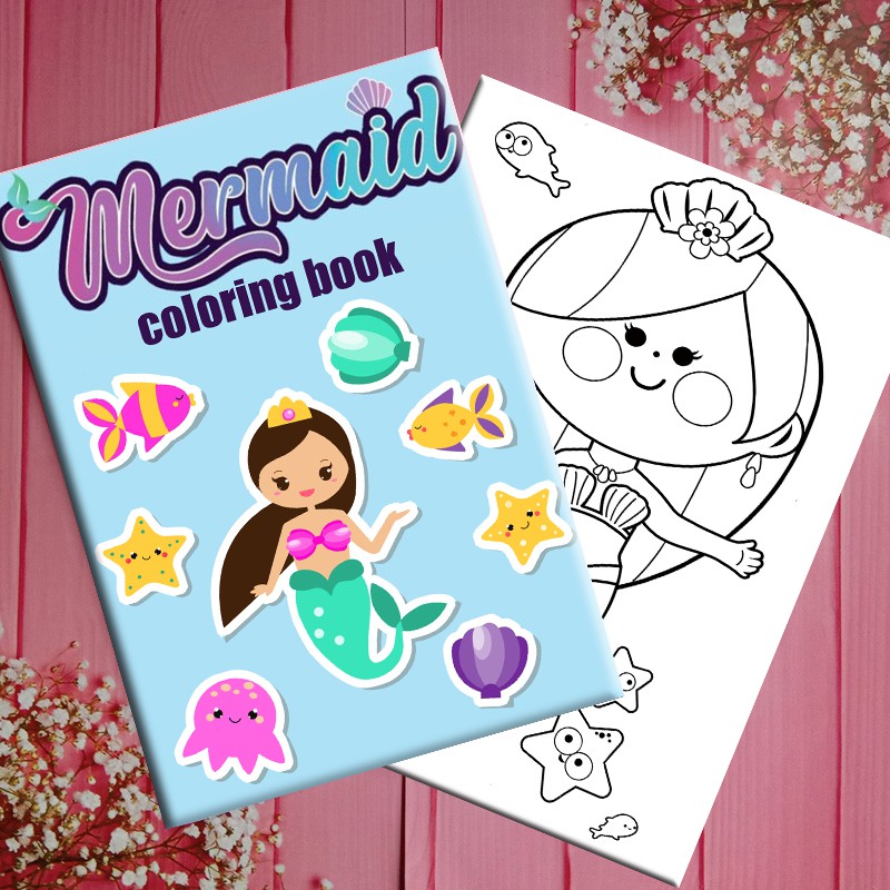 Ready stock mermaid coloring book colouring pages for kids | Shopee ...