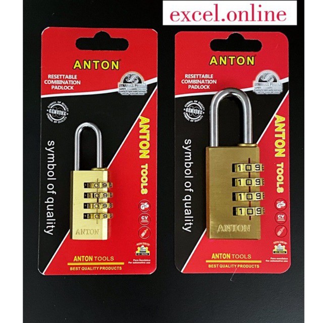 100% SOLID BRASS BODY COMBINATION 4 NUMBERS PAD LOCK/ TRAVEL LOCK ...