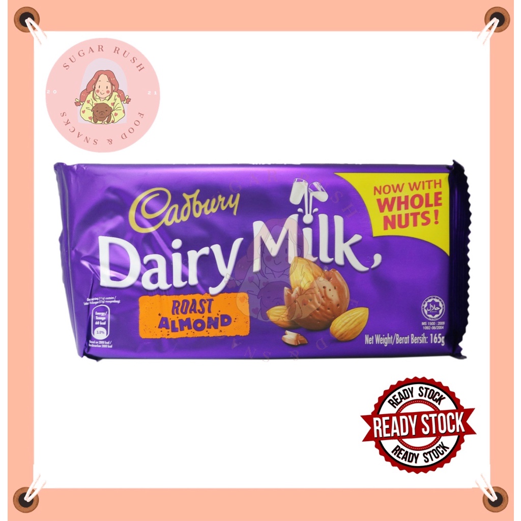 Cadbury Dairy Milk Roast Almond Chocolate Bar 160g Coklat Shopee Malaysia