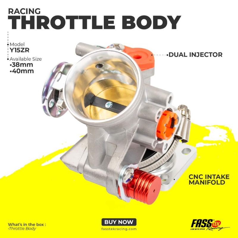 100 ORIGINAL FASSTek Racing® Y15/FZ150i Racing Oval Throttle Body Set Intake 34MM 36MM 38MM